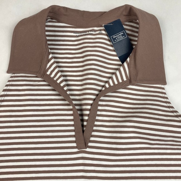 NWT Abercrombie Fitch Women's XL Sleeveless Polo Top Brown Collared Tank - Picture 2 of 12